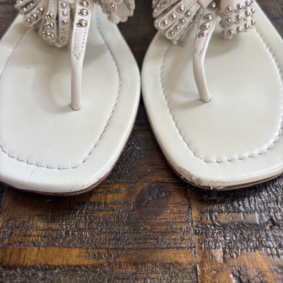 Prada CLASSIC Cream Studded Women's Sandals - Picture 5 of 6